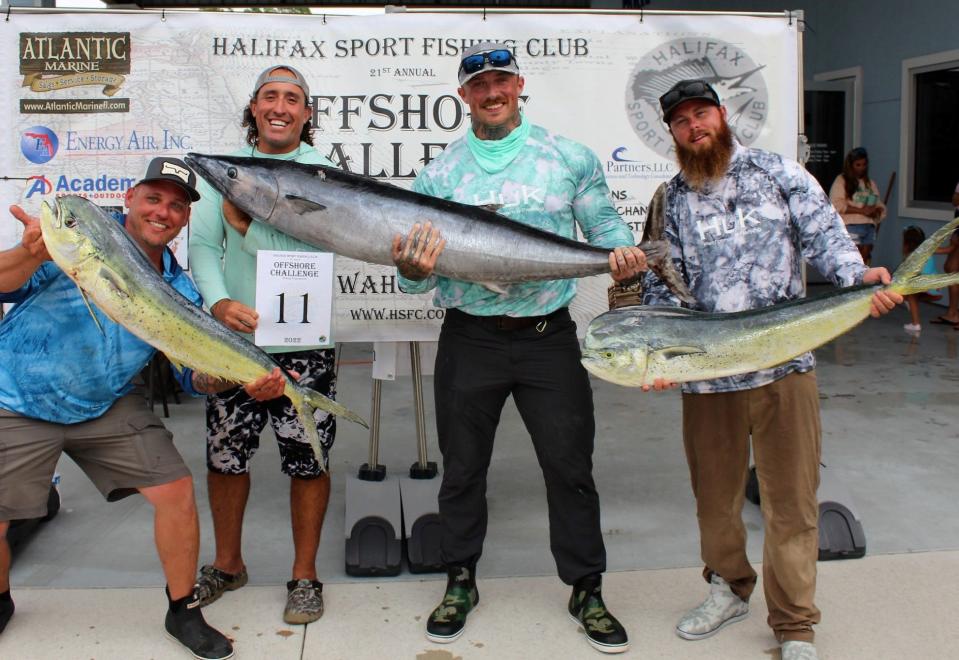 (Left to right:) Randall Chapman, Daniel Levesque, Dillion Williamson and Brandon Starling show off part of the haul from the Offshore Challenge.