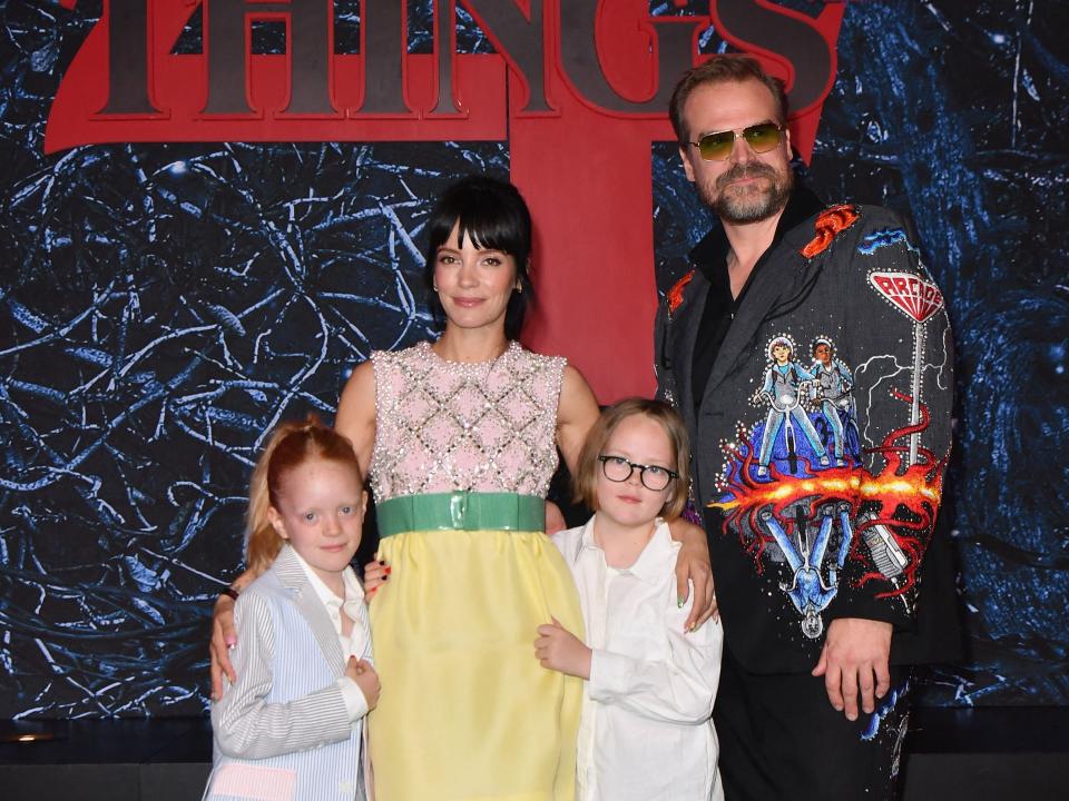 Lily Allen, David Harbour, and children at Stranger Things season 4  premiere