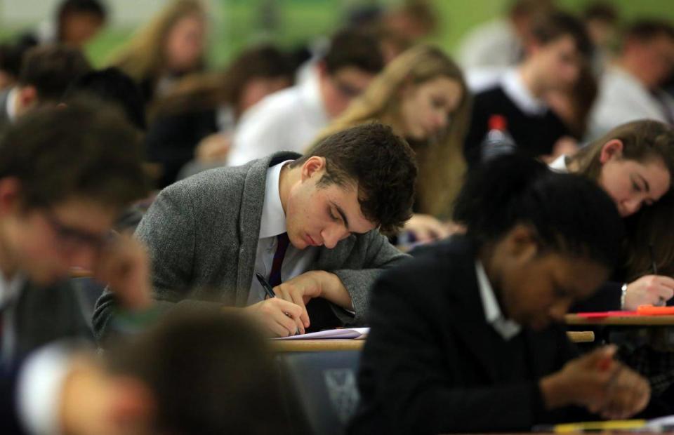 The proportion of students in England gaining C grades or above in a-levels fell this year (PA)