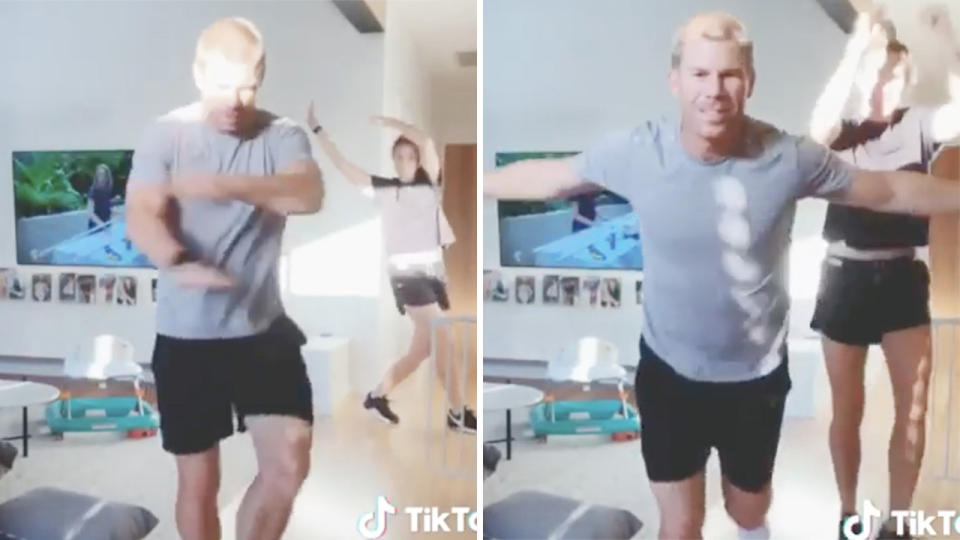 David Warner dances on Tik Tok.