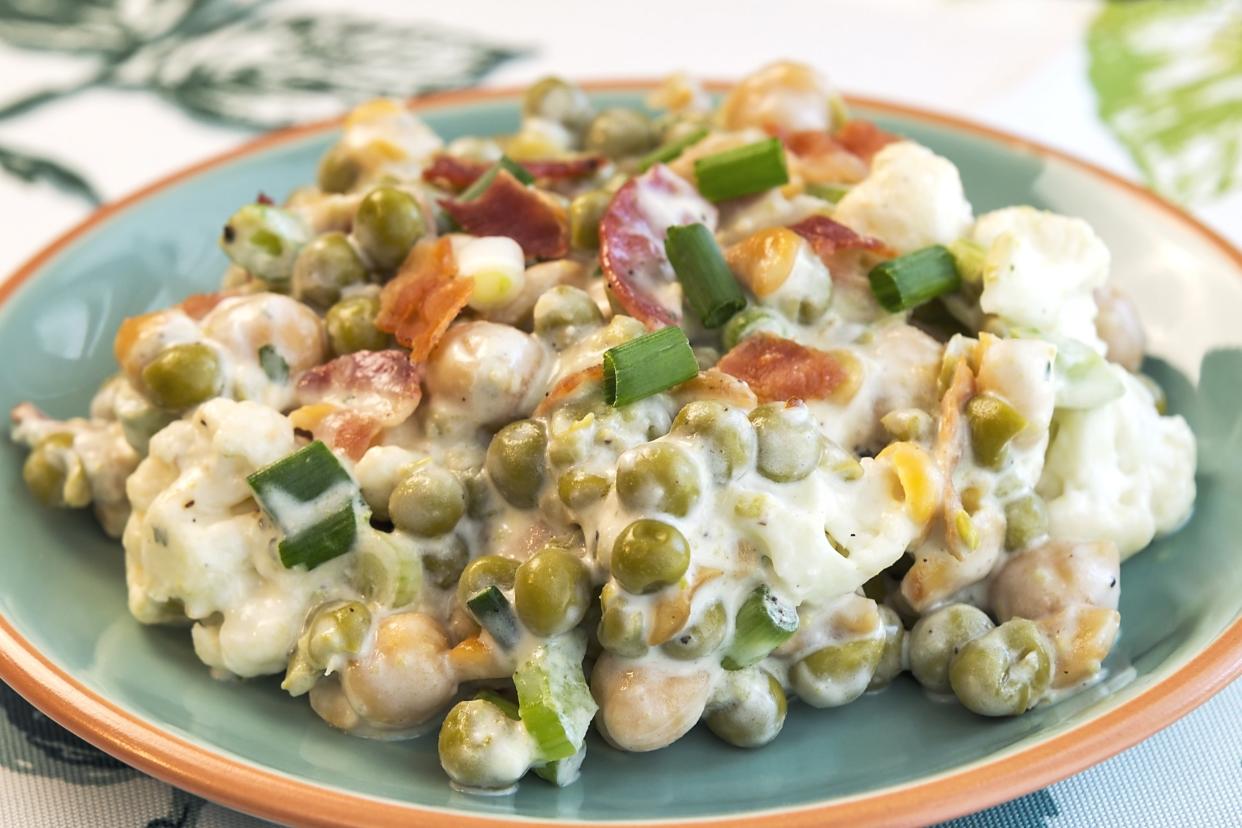 Green pea salad with creamy ranch dressing