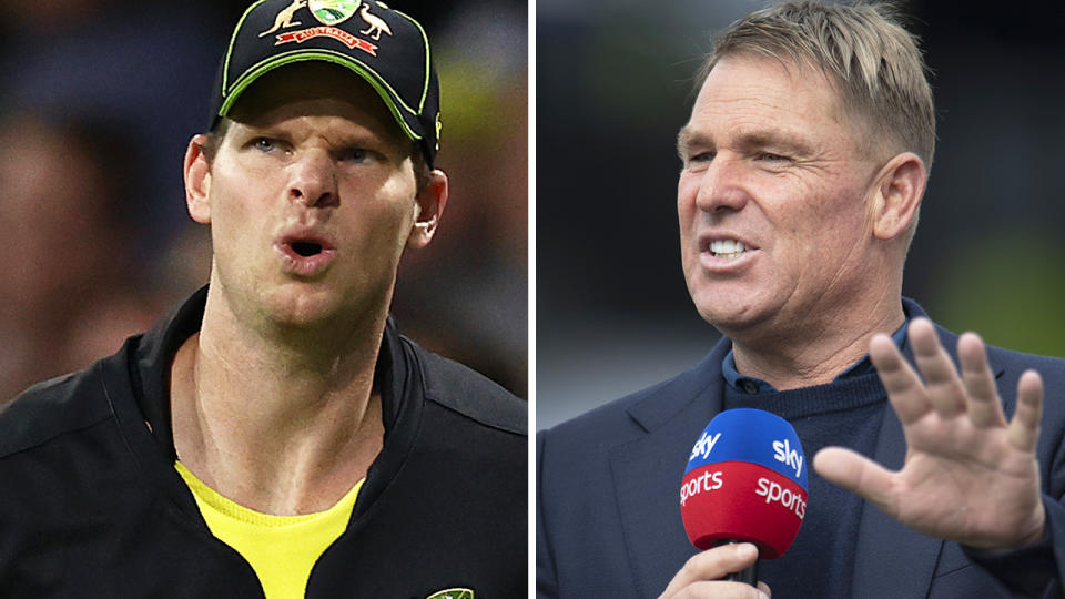 Former cricketing great Shane Warne has called for Steve Smith to be dropped from Australia's T20 side in favour of Mitch Marsh. Pictures: Getty Images