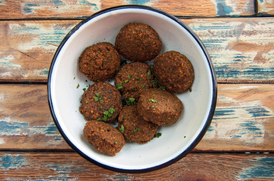 a bowl of falafel