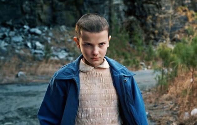 Millie shaved off her hair for 'Stranger Things'. Source: Netflix.