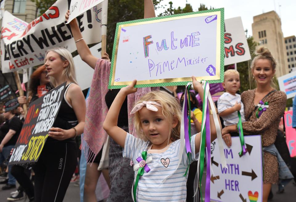 Normally, International Women's Day would be celebrated via worldwide parades and marches, as seen here in Melbourne in 2019.