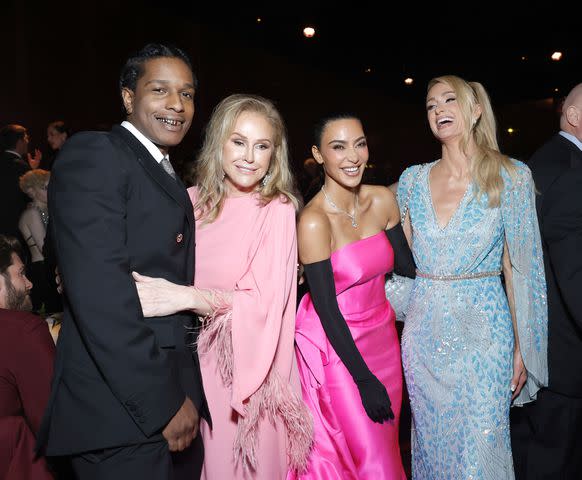 <p>Stefanie Keenan/Getty</p> A$AP Rocky, Kathy Hilton, Kim Kardashian and Paris Hilton at the 2023 LACMA Art + Film Gala