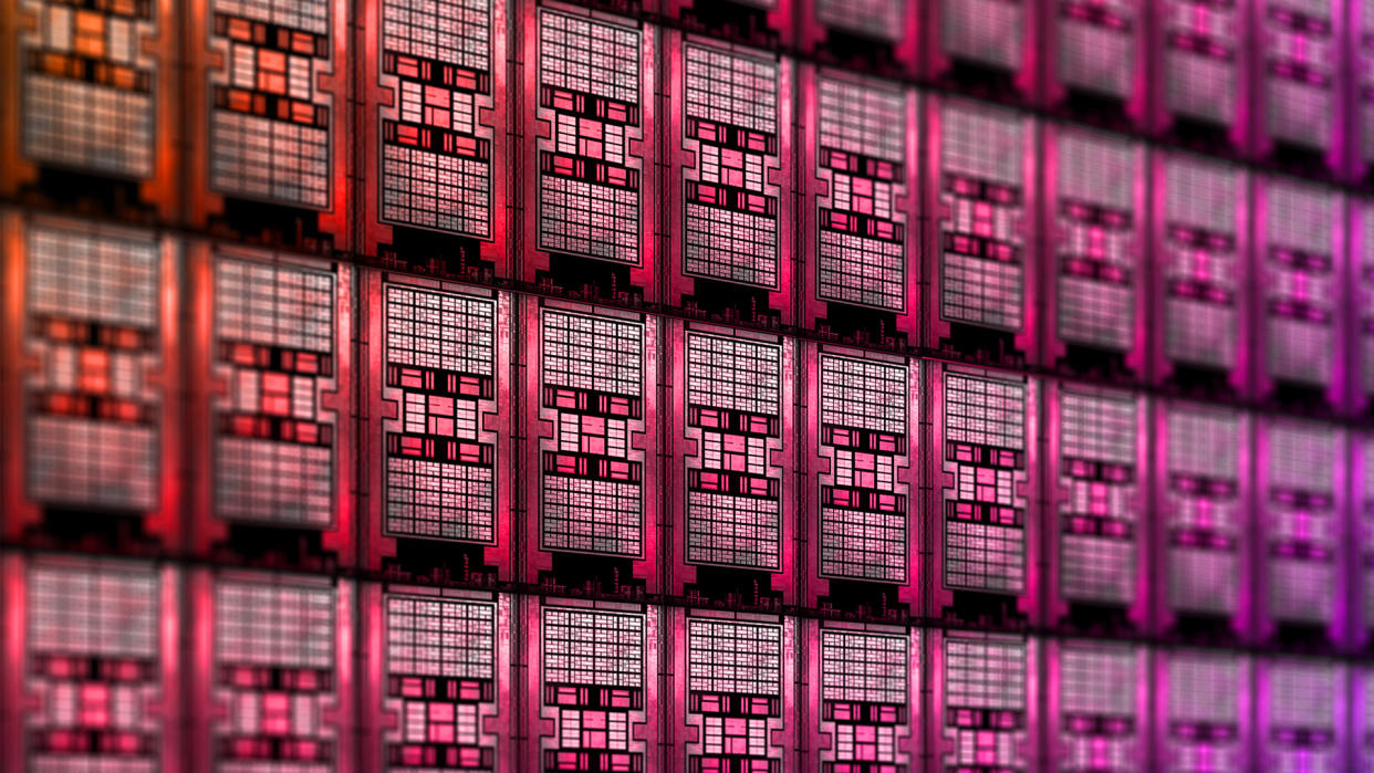  AMD RDNA 2 GPUs edited side-by-side with pink hue. 