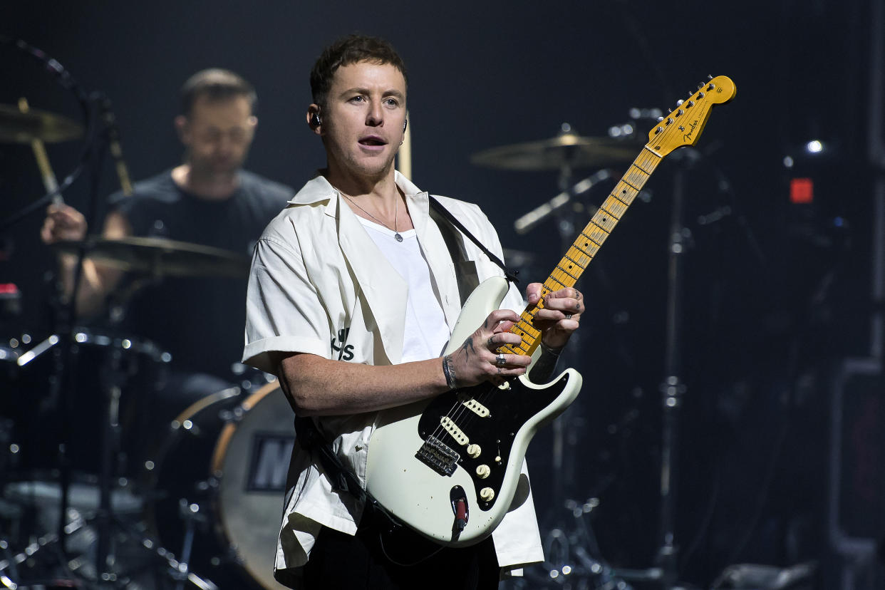 LONDON, ENGLAND - NOVEMBER 21: Danny Jones of McFly performs at The O2 Arena on November 21, 2021 in London, England. (Photo by Matthew Baker/Getty Images)