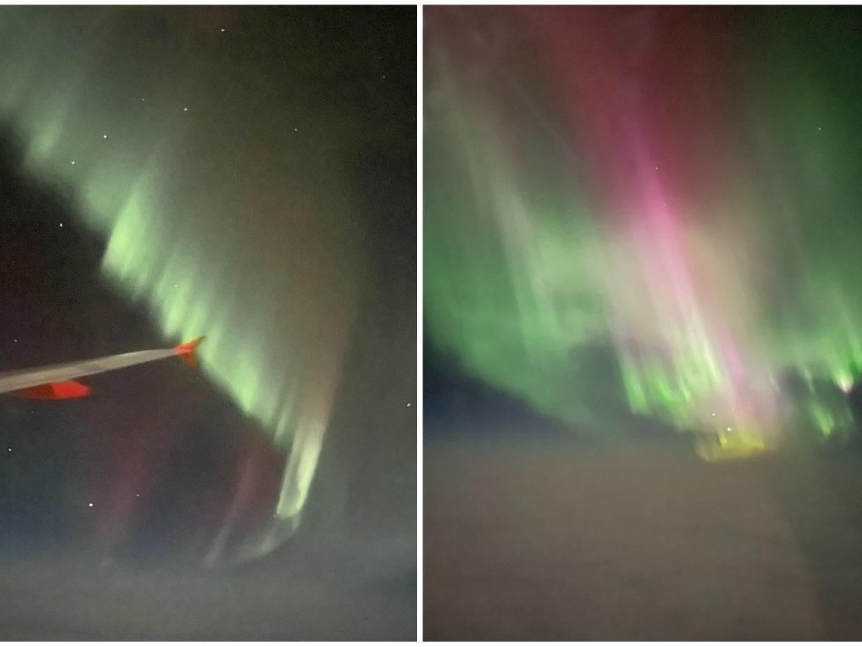 Adam Groves' view of the Northern Lights from an easyJet flight