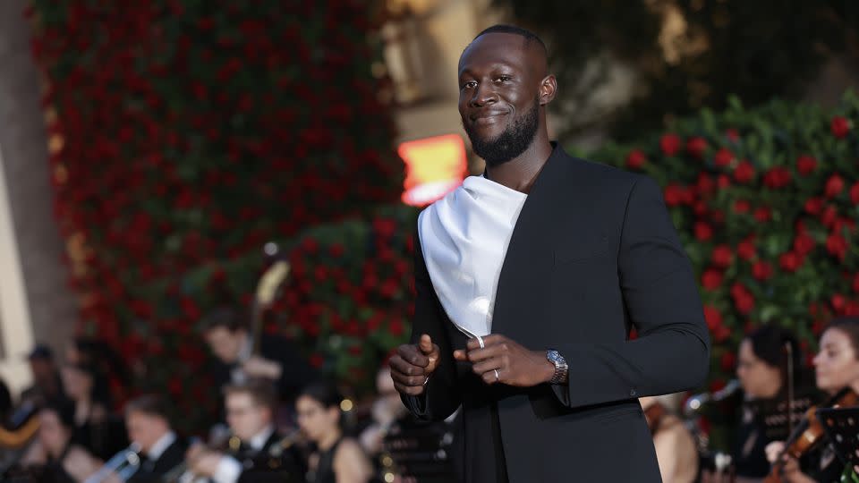 British rapper Stormzy wore an outfit straight from Italian label Ferragamo’s latest runway. - Mike Marsland/WireImage/Getty Images