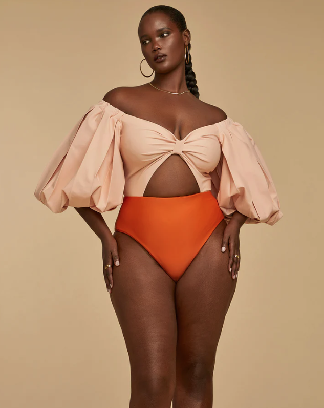 Sunstone and Papaya Puff Sleeve Bodysuit