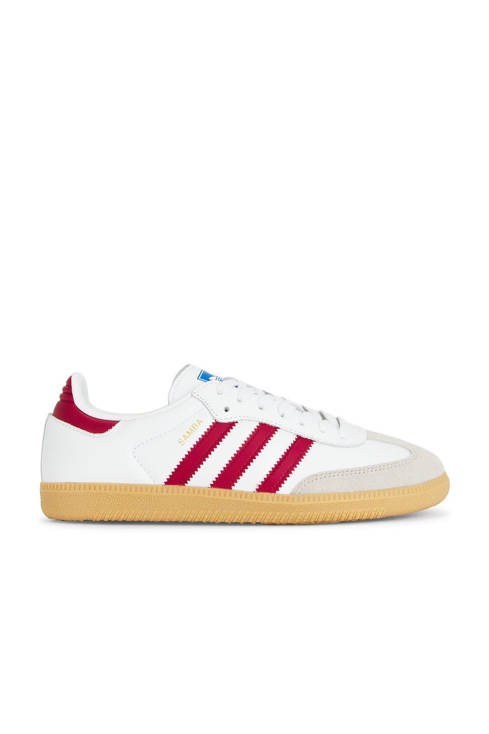 <p><a href="https://go.skimresources.com?id=74968X1525071&xs=1&url=https%3A%2F%2Fwww.revolve.com%2Fadidas-originals-samba-og-in-white-collegiate-burgundy%2Fdp%2FAORI-WZ106%2F%3F" rel="noopener" target="_blank" data-ylk="slk:Shop Now;elm:context_link;itc:0;sec:content-canvas" class="link rapid-noclick-resp">Shop Now</a></p><p>Samba Og</p><p>Revolve</p><p>$100.00</p><span class="copyright">adidas</span>