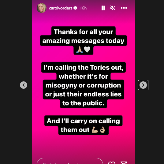 Carol Vorderman thanked fans for their backing. (Carol Vorderman Instagram)