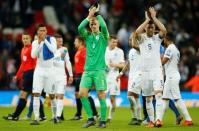 Football - England v Estonia - UEFA Euro 2016 Qualifying Group E - Wembley Stadium, London, England - 9/10/15 England's Joe Hart and Gary Cahill applaud their fans at the end of the match Action Images via Reuters / John Sibley