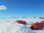 Team sets up camp at Union Glacier.