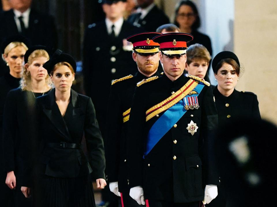 Queen Elizabeth's grandchildren walk out for a special vigil on September 17, 2022.