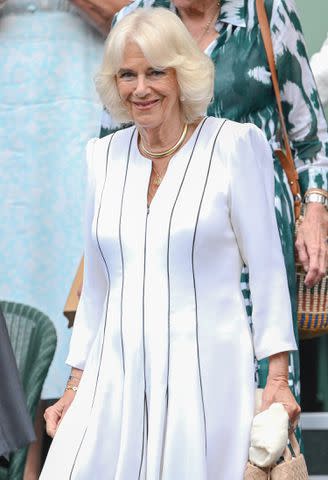 <p>Karwai Tang/WireImage</p> Queen Camilla at Wimbledon on July 12.