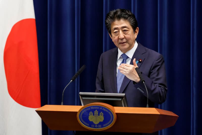 Japanese PM Abe gives news conference in Tokyo