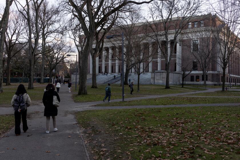 CAMBRIDGE, MA - DECEMBER 13: Harvard Yard on a winter evening during finals week, December 13, 2023 in Cambridge, Massachusetts. (Photo by Andrew Lichtenstein/Corbis via Getty Images)