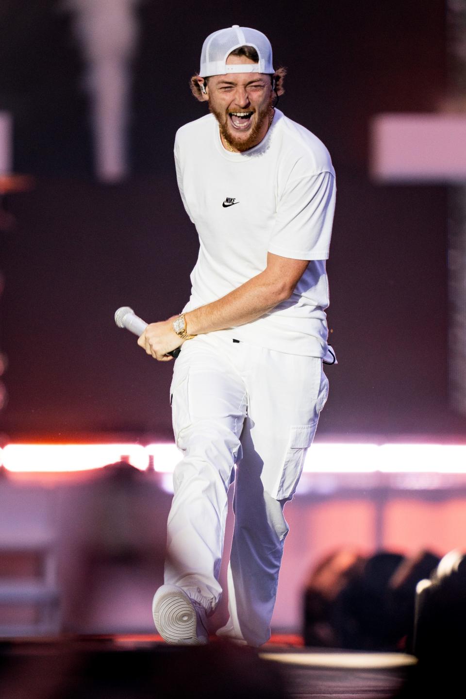 Bailey Zimmerman performs, opening for Morgan Wallen, during the One Night at a Time Tour concert at Nissan Stadium in Nashville, Tenn., Thursday, May 2, 2024.