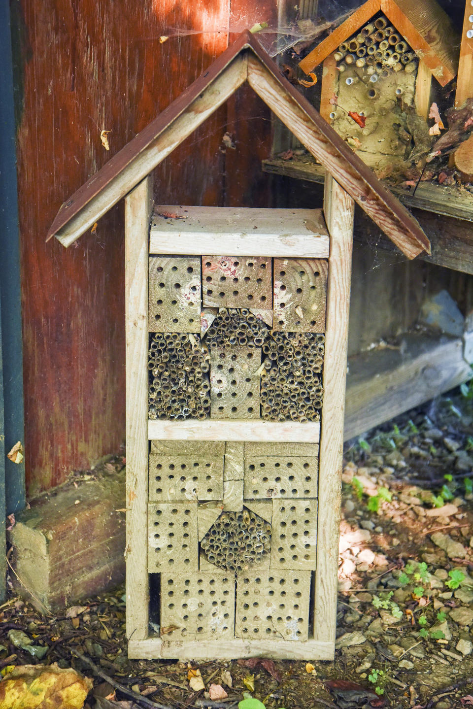 This image released by Timber Press shows a large bee hotel, or nesting block, from the book "Nature's Best Hope: How You Can Save the World in Your Own Yard" by Douglas W. Tallamy, adapted for a young audience by Sarah L. Thomson, from Tallamy's original release, "Nature's Best Hope: A New Approach to Conservation That Starts in Your Yard." (Douglas W. Tallamy/Timber Press via AP)