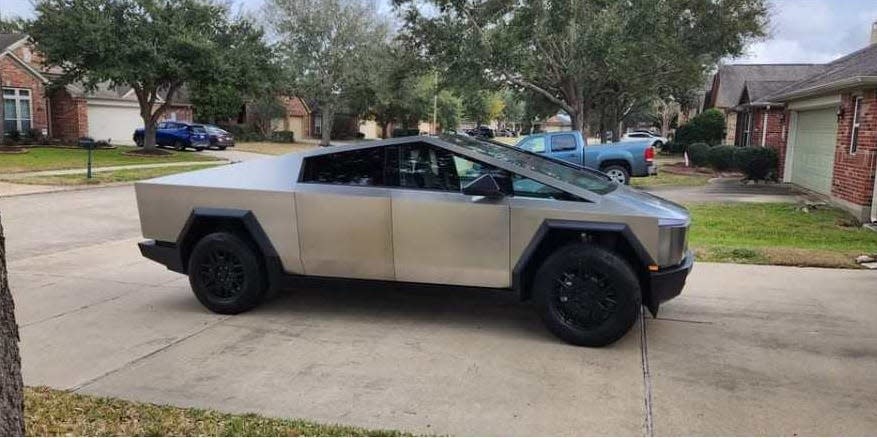 Donald Green's Cybertruck sits in his driveway