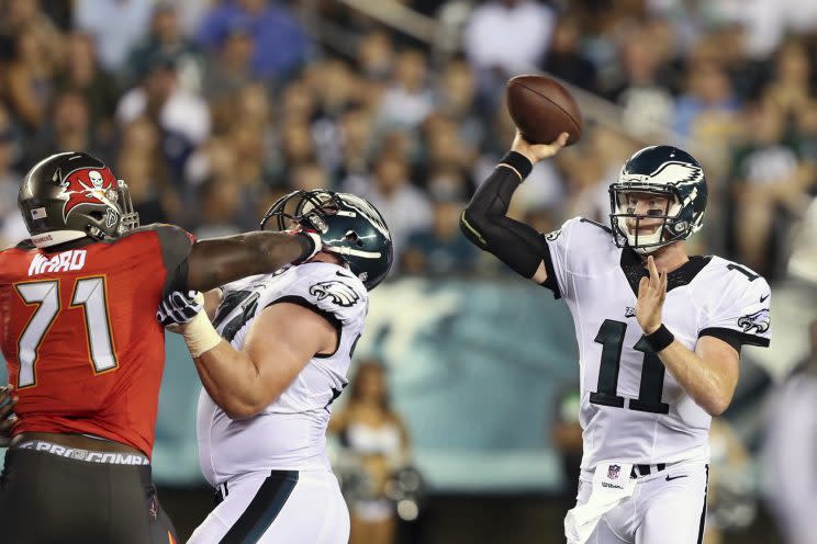 Carson Wentz in his preseason debut (AP)