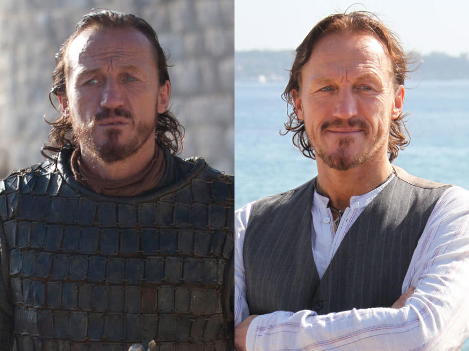 <b>Jerome Flynn (Bronn)</b><br><br> Other than a fancy vest and shampooed hair, there's not much difference between Bronn, Tyrion Lannister's sellsword (in the "GoT" world, that's the term for a mercenary soldier whose service is for hire), and the actor who plays him.