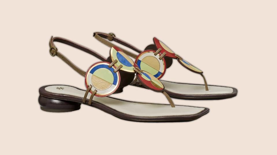 Shop the new Tory Burch Marquetry Disk Sandal for summer 2023 today.