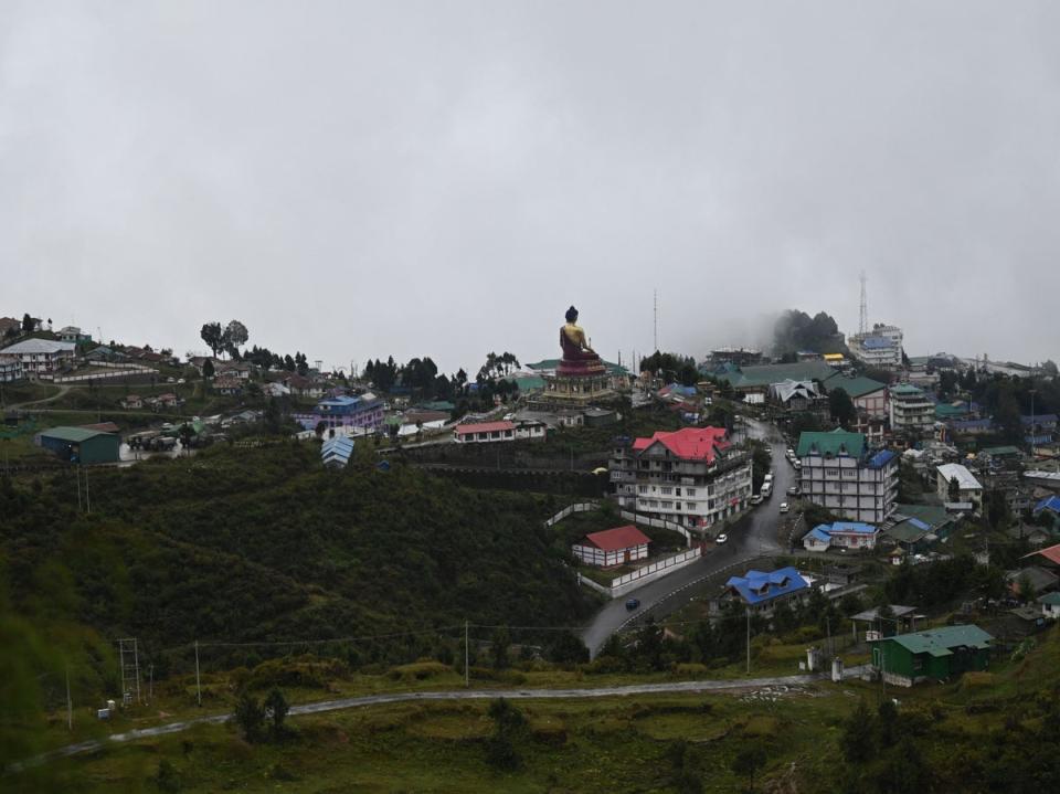 A statue of Buddha is seen in Tawang near the Line of Actual Control (LAC), neighbouring China, in the northeast Indian state of Arunachal Pradesh on October 20, 2021 (AFP via Getty Images)