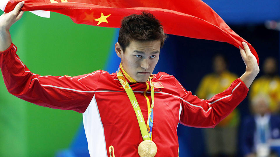 Pictured here, Sun Yang has vowed to appeal the eight-year doping ban handed down from CAS. 