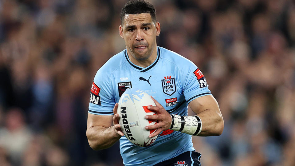 Cody Walker runs with the ball in State of Origin III.