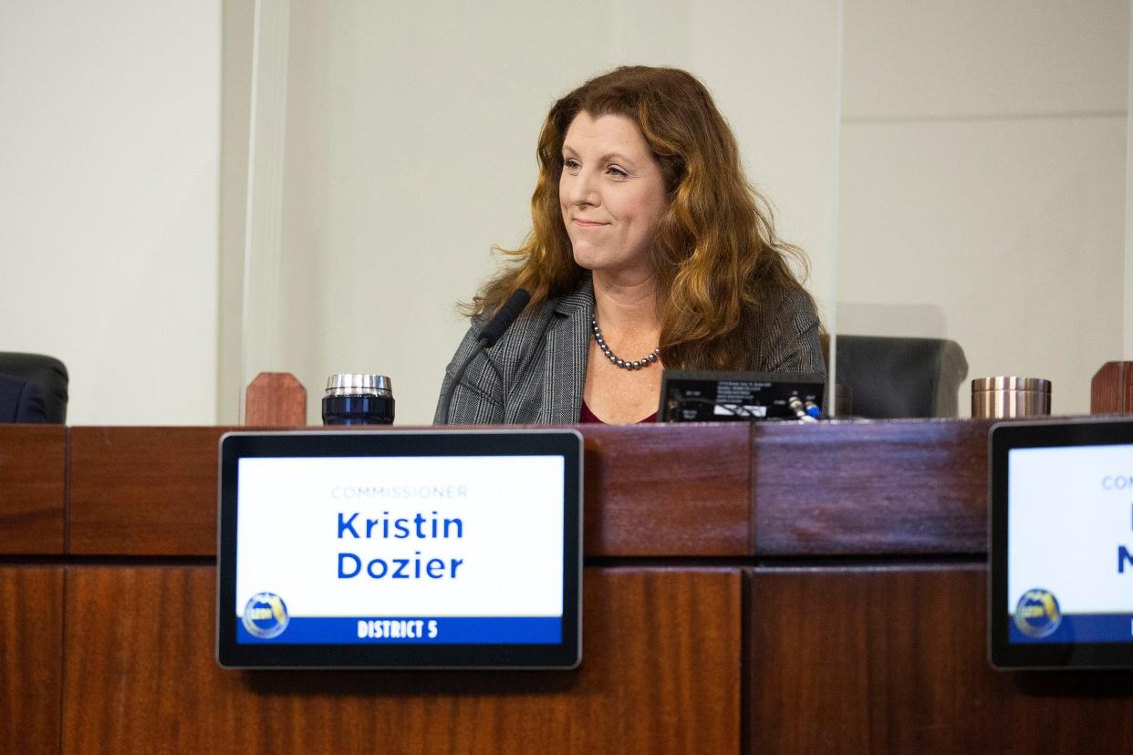 Former Leon County Commissioner Kristin Dozier attends her final meeting in office on Tuesday, Nov. 22, 2022 in Tallahassee, Fla. 