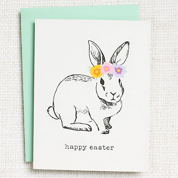 Bunny Floral Crown Easter Card