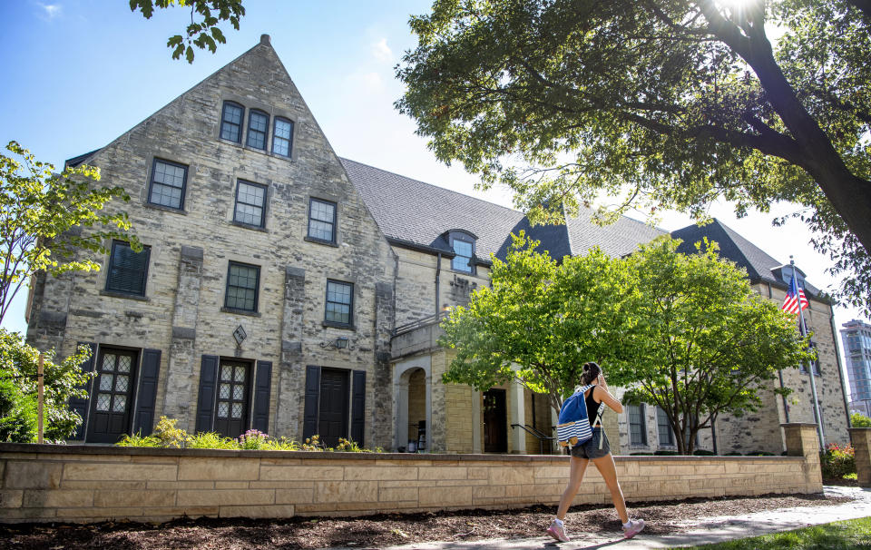 A student reported being sexually assaulted at the Phi Gamma Delta fraternity house at University of Nebraska-Lincoln seen on Wednesday, Aug. 25, 2021, in Lincoln, Neb. Chancellor Ronnie Green temporarily suspended the Fiji house on Aug. 25. Green told leaders of the university's student government on Wednesday the school is taking several steps to reduce sexual assaults and support victims, The Lincoln Journal Star reported. (Francis Gardler/Lincoln Journal Star via AP)