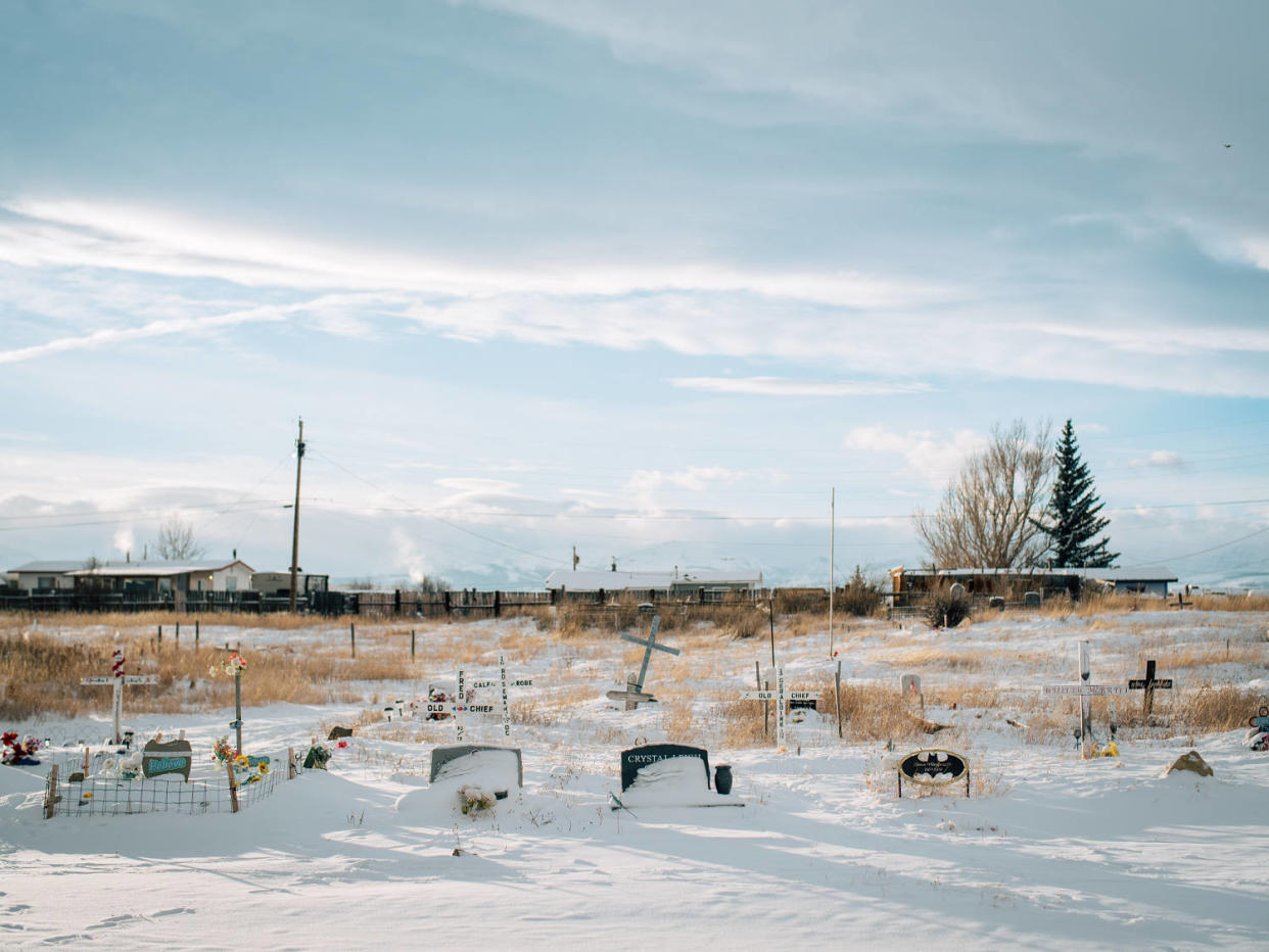 Saint Michaels cemetery in Browning, Mt. (Aaron Agosto for NBC News)