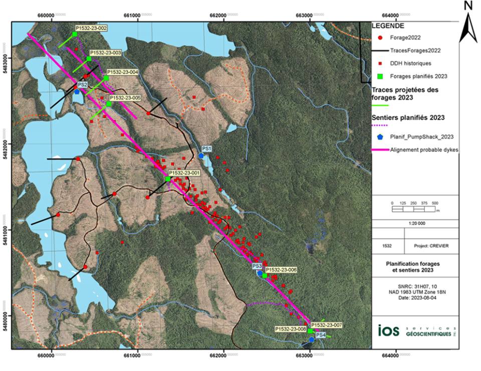 Placement of proposed 2023 drill holes