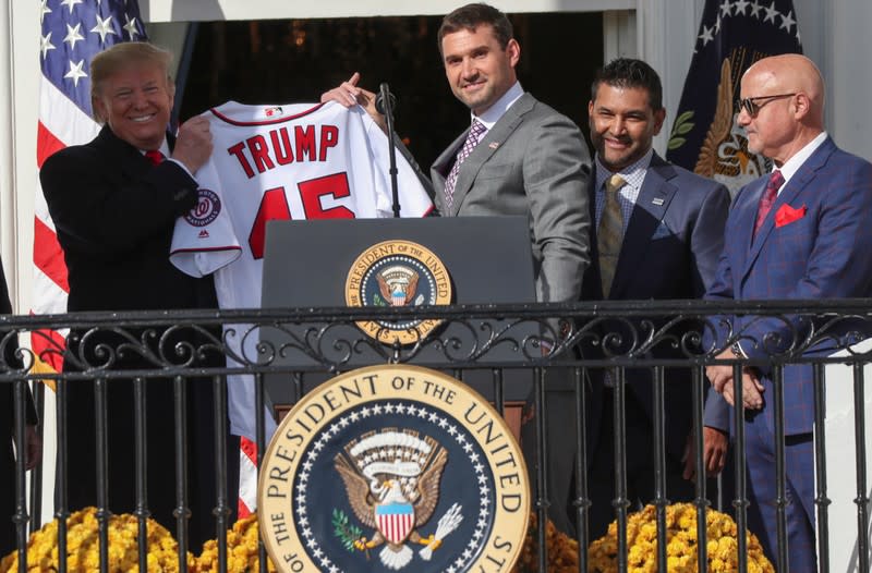 U.S. President Trump welcomes the 2019 World Series champion Washington Nationals at the White House in Washington