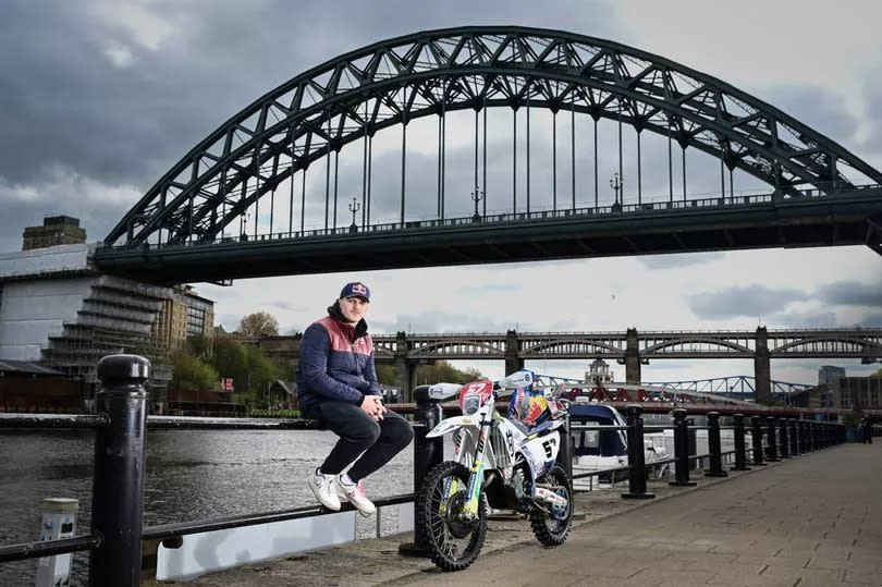 Billy Bolt from Wallsend at Newcastle Quayside, to announce the Red Bull Tyne Ride.