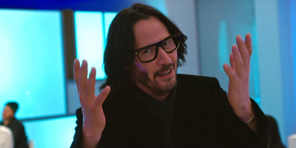 Keanu Reeves shrugs in Always Be My Maybe