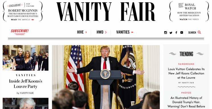 Vanity Fair’s homepage on Apr. 22, 2017