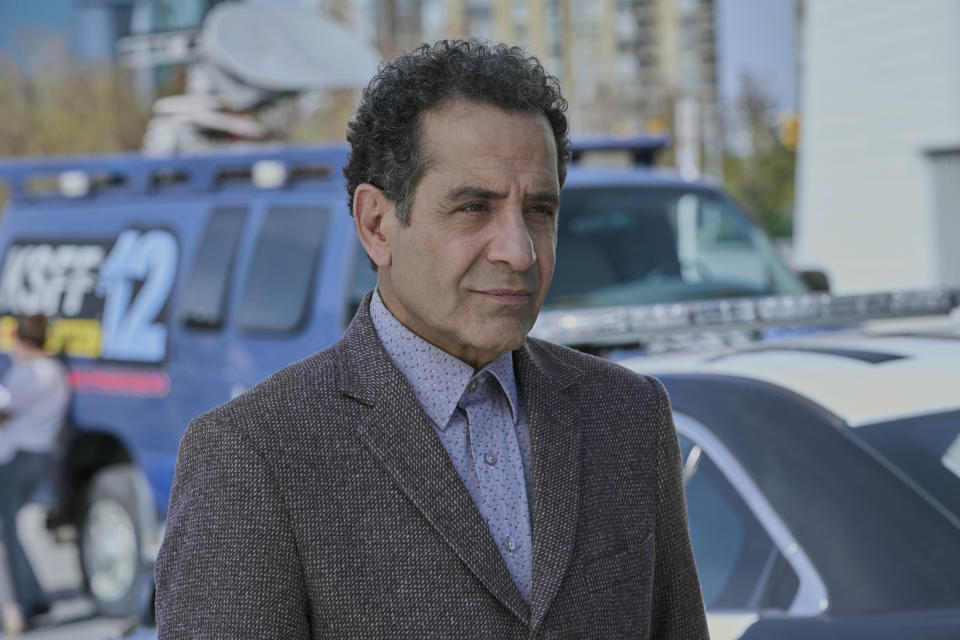 This image released by Peacock shows Tony Shalhoub as Adrian Monk in a scene from "Mr. Monk’s Last Case: A Monk Movie." (Peacock via AP)