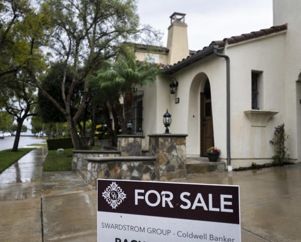 A for sale sign sits outside a home in the 100 block of Mosaic in Irvine, CA on Wednesday, November 15, 2023. (Photo by Paul Bersebach/MediaNews Group/Orange County Register via Getty Images)