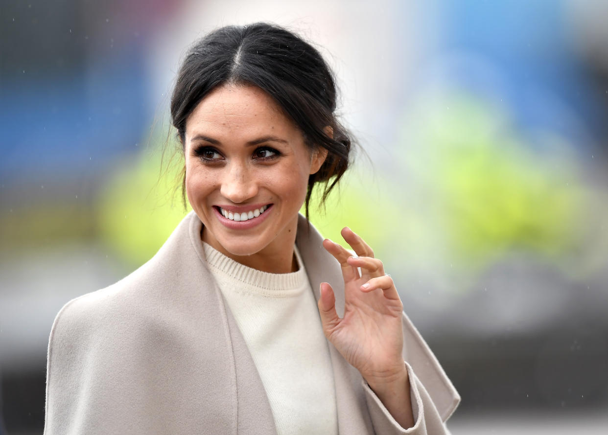 Meghan Markle waves at royal fans in Northern Ireland