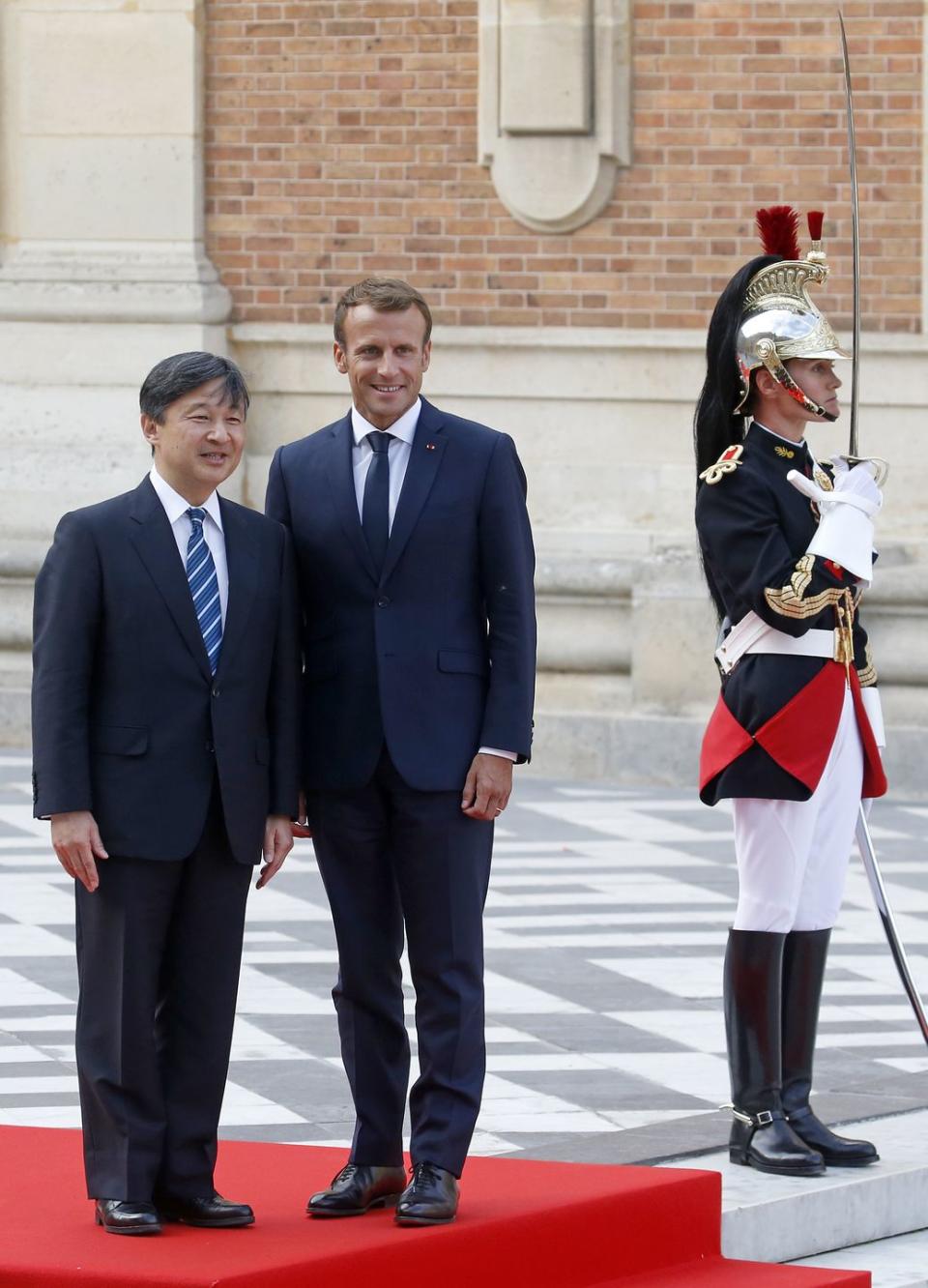 french president emmanuel macron receives crown prince naruhito of japan at chateau de versailles