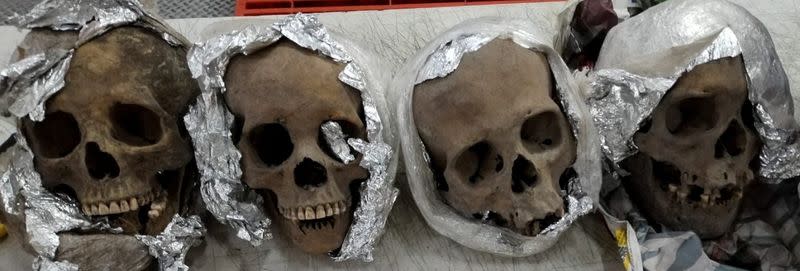 Mexico's National Guard found human skulls at a courier company bound to the U.S., in Queretaro