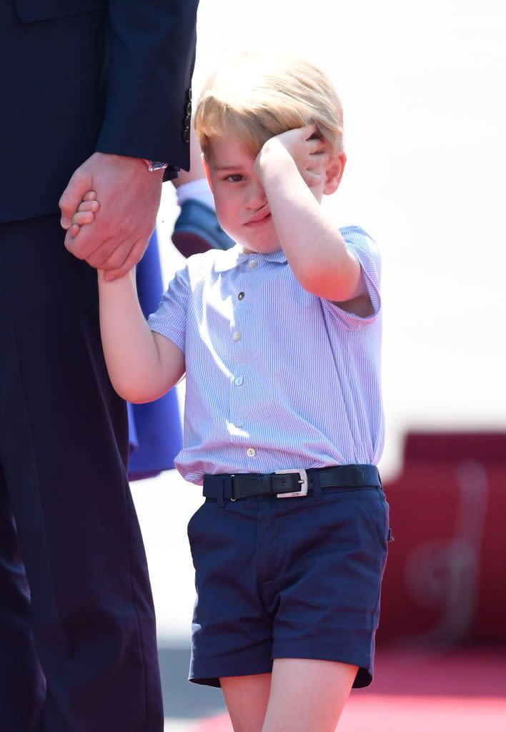 <p>A sleepy Prince George arrives in Berlin for the Royal Tour of Germany.</p>