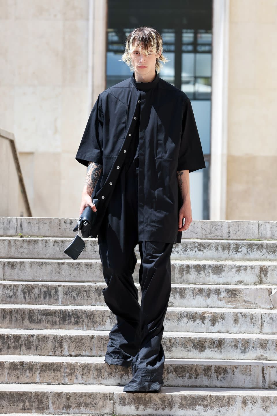 paris, france june 23 editorial use only for non editorial use please seek approval from fashion house a model walks the runway during the rick owens menswear spring summer 2023 show as part of paris fashion week on june 23, 2022 in paris, france photo by peter whitegetty images