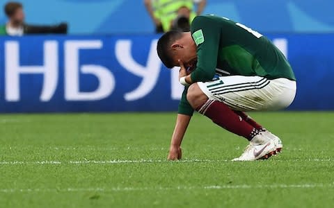 Edson Alvarez reacts after Mexico's defeat to Sweden - Credit: getty images