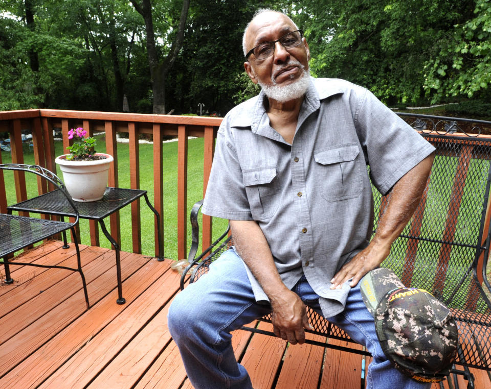 Civil rights veteran Charles Avery sits on the deck of his home in Center Point, Ala., on Monday, May 3, 2021. Arrested during a demonstration in 1963, Avery said he supports today's protests against racial injustice and believes activists should continue despite the potential consequences of arrest and conviction. (AP Photo/Jay Reeves)